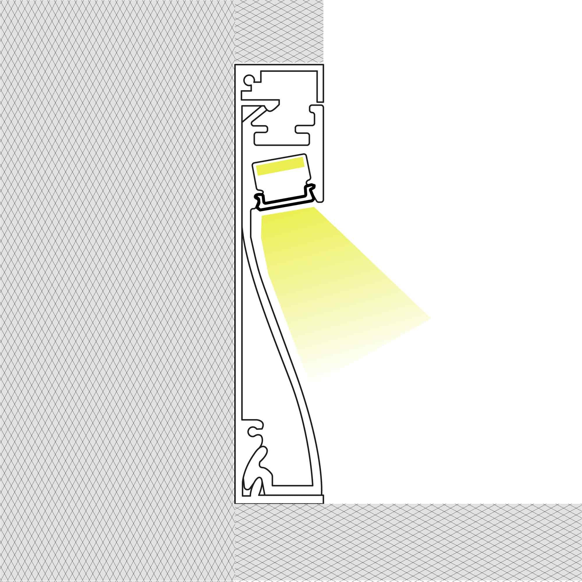 Perfil para tira LED para zócalos - 60x16mm - Con difusor y tapas - 2 metros (5)