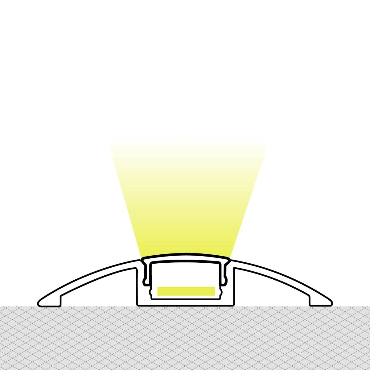 Perfil tira LED de suelo medialuna - Superficie - 9x52mm - Con difusor - 2 metros - Barcelona Led-