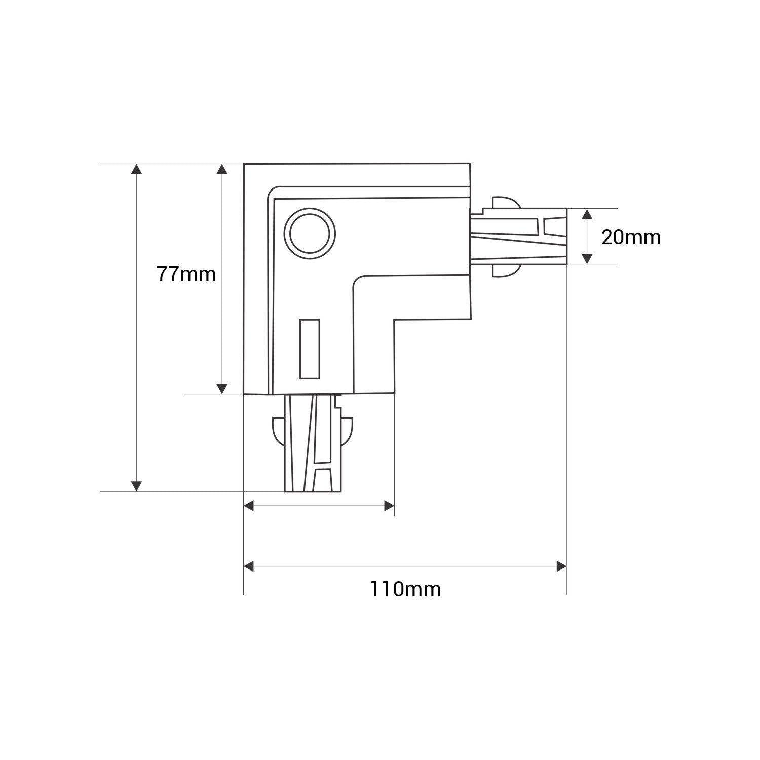 Unión rígida en L para carril trifásico empotrable - 90º - DERECHA (2)