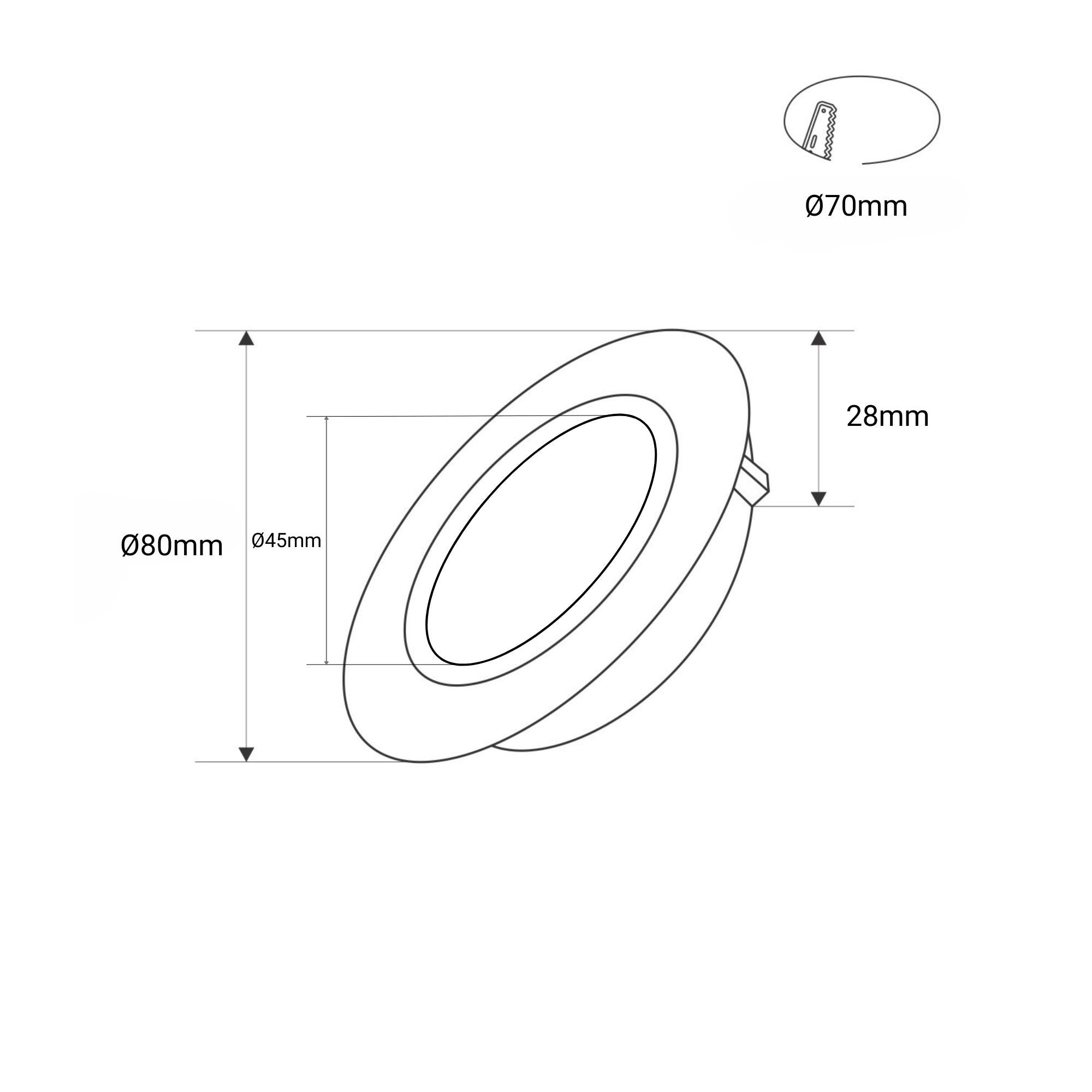 Downlight LED exterior - 7W - CCT - 630lm - Corte Ø 70mm - IP54 (35)