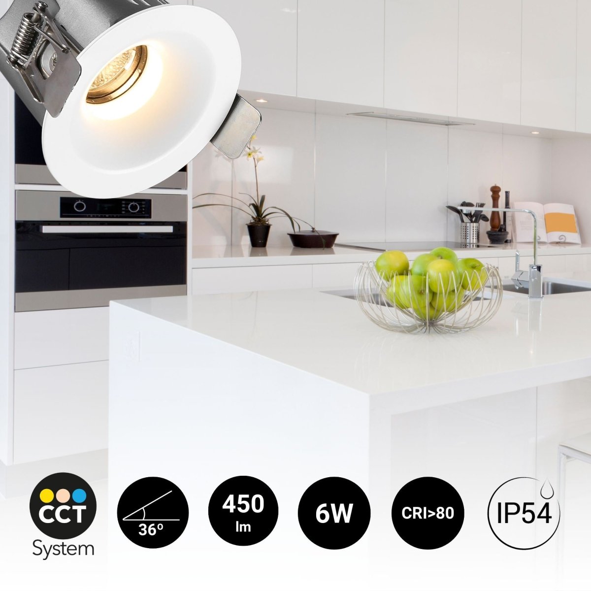 Downlight LED exterior 6W - CCT - Chip OSRAM - Driver PHILIPS - Corte Ø 55mm - IP54 - Barcelona Led-