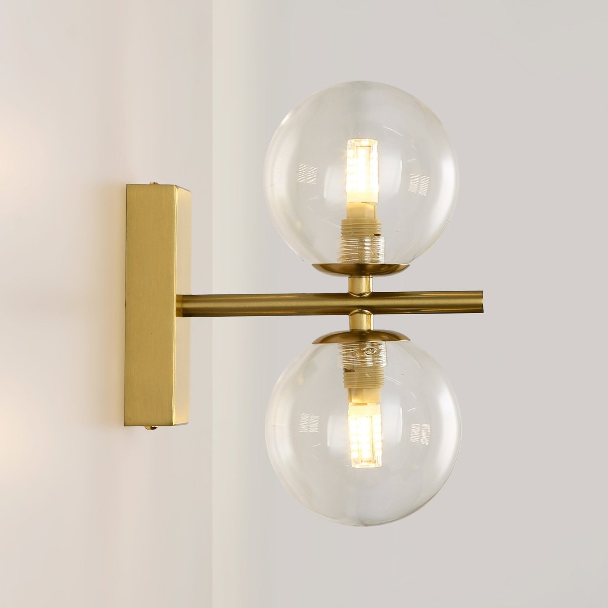 Aplique de pared con doble esfera de cristal "CANTHA" - 2 x G9 - Barcelona Led-Decoración