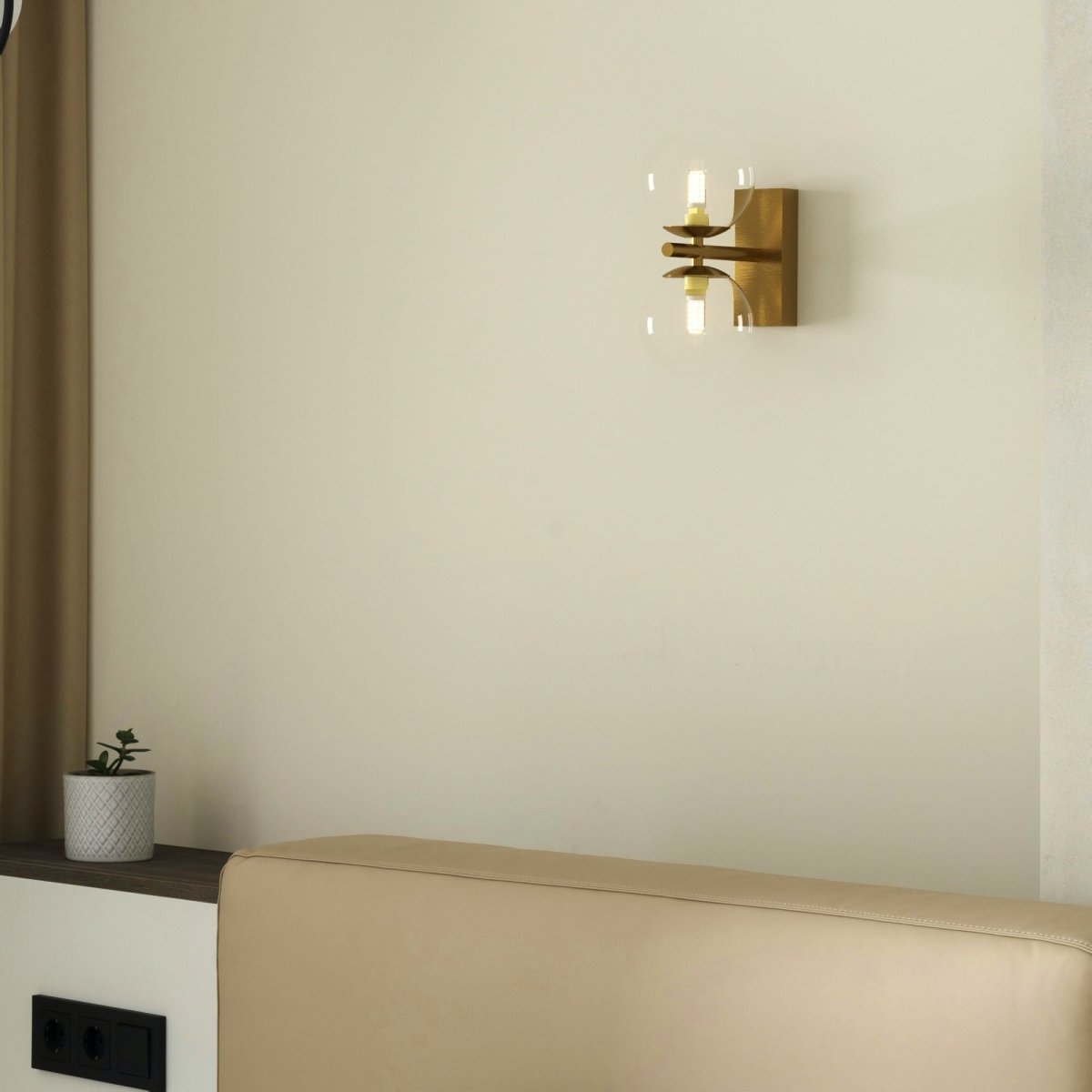 Aplique de pared con doble esfera de cristal "CANTHA" - 2 x G9 - Barcelona Led-Decoración