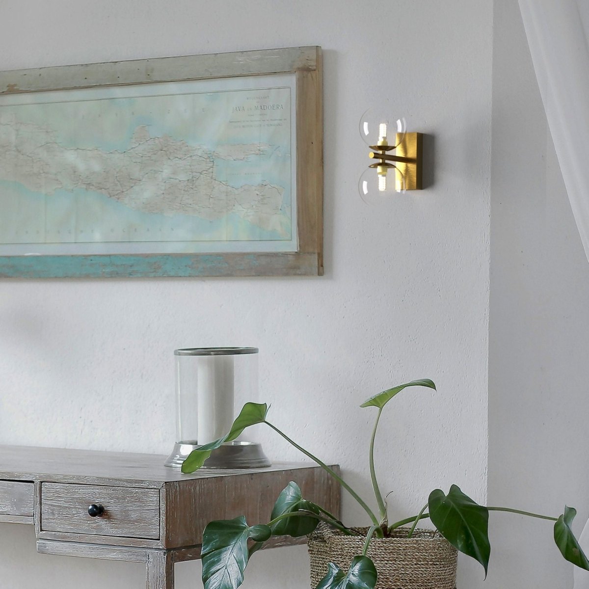 Aplique de pared con doble esfera de cristal "CANTHA" - 2 x G9 - Barcelona Led-Decoración
