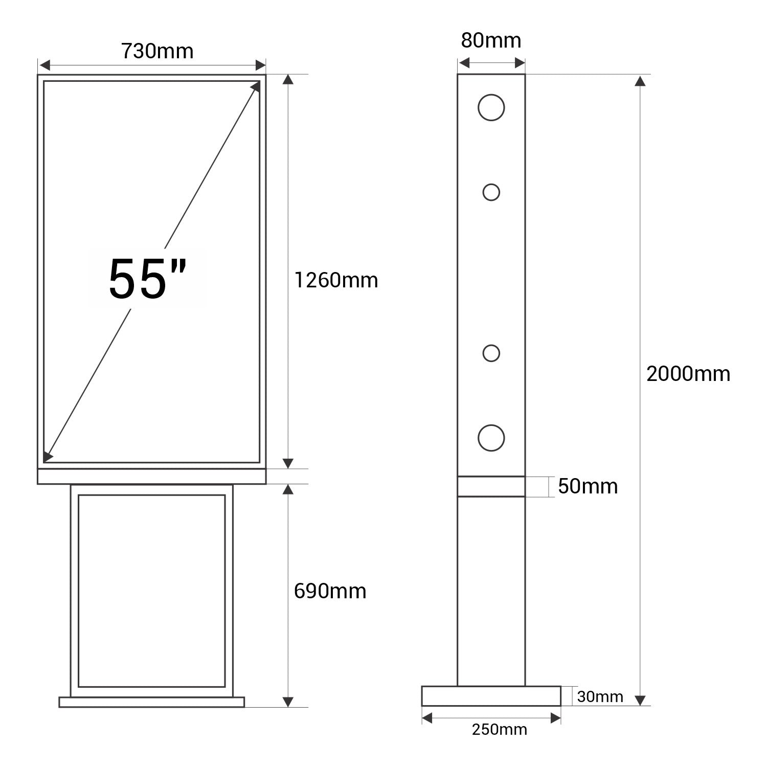 Display Exterior 55" 4K - Cristal Anti-reflejo - Android - 4GB+32GB - Outdoor (2)