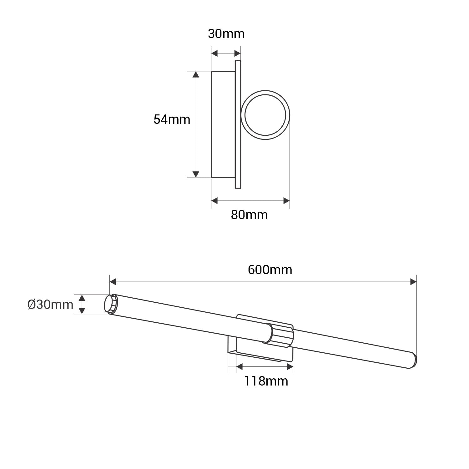 Aplique LED tubular para baño - 8W - IP44 - 60cm (2)
