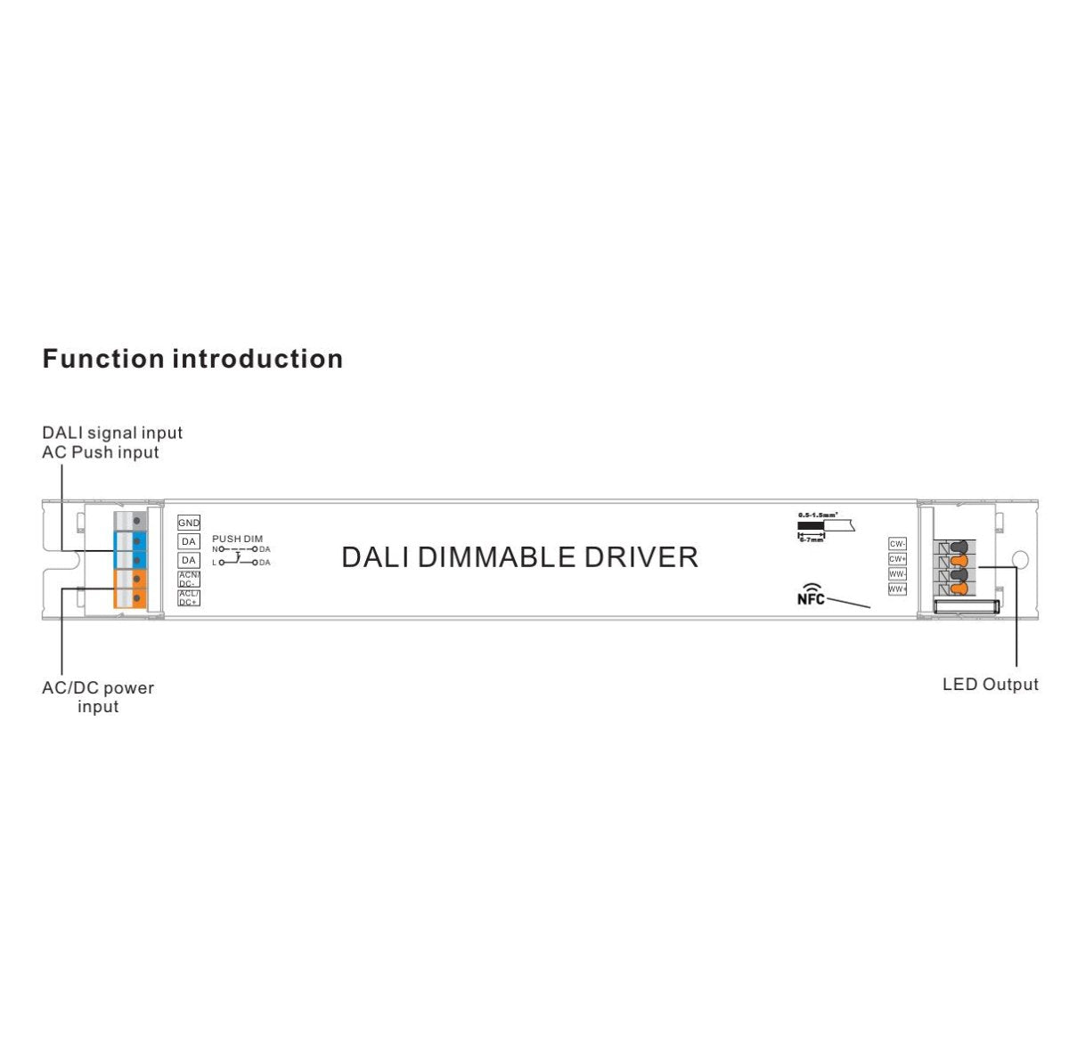 Driver regulable lineal DALI DT8 - CCT - 40W - Corriente constante - Salida 10-54V DC - 500-1050mA - NFC - Barcelona Led-