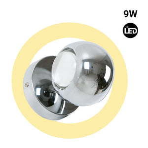 Aplique de pared LED con óptica "BOO" 9W - Cromo - Up & down - 2700K