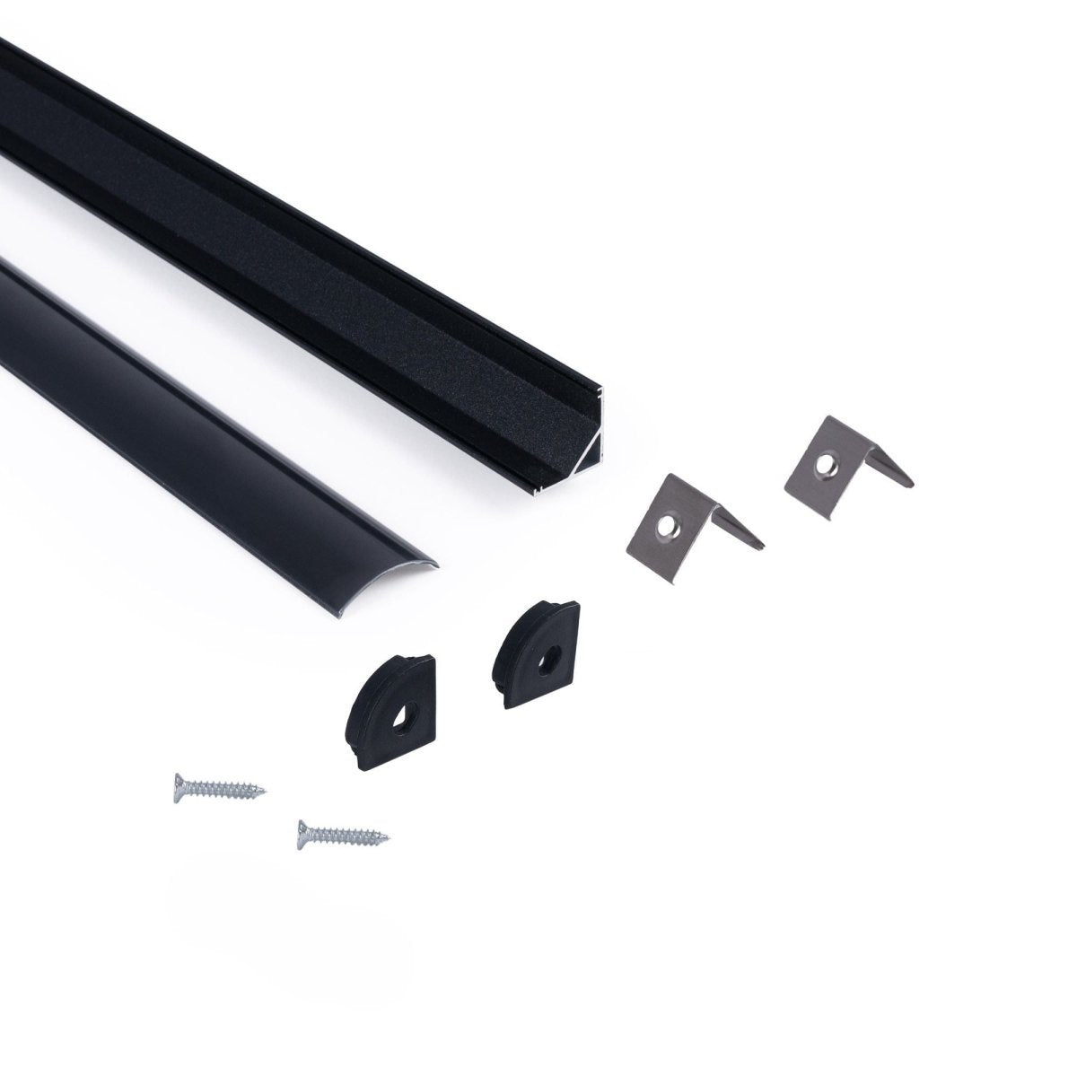 Perfil tira LED de superficie para esquinas - Con difusor - Kit completo - 15,8x15,8mm - Tira LED ≤10 mm - 1 metro - Barcelona Led-