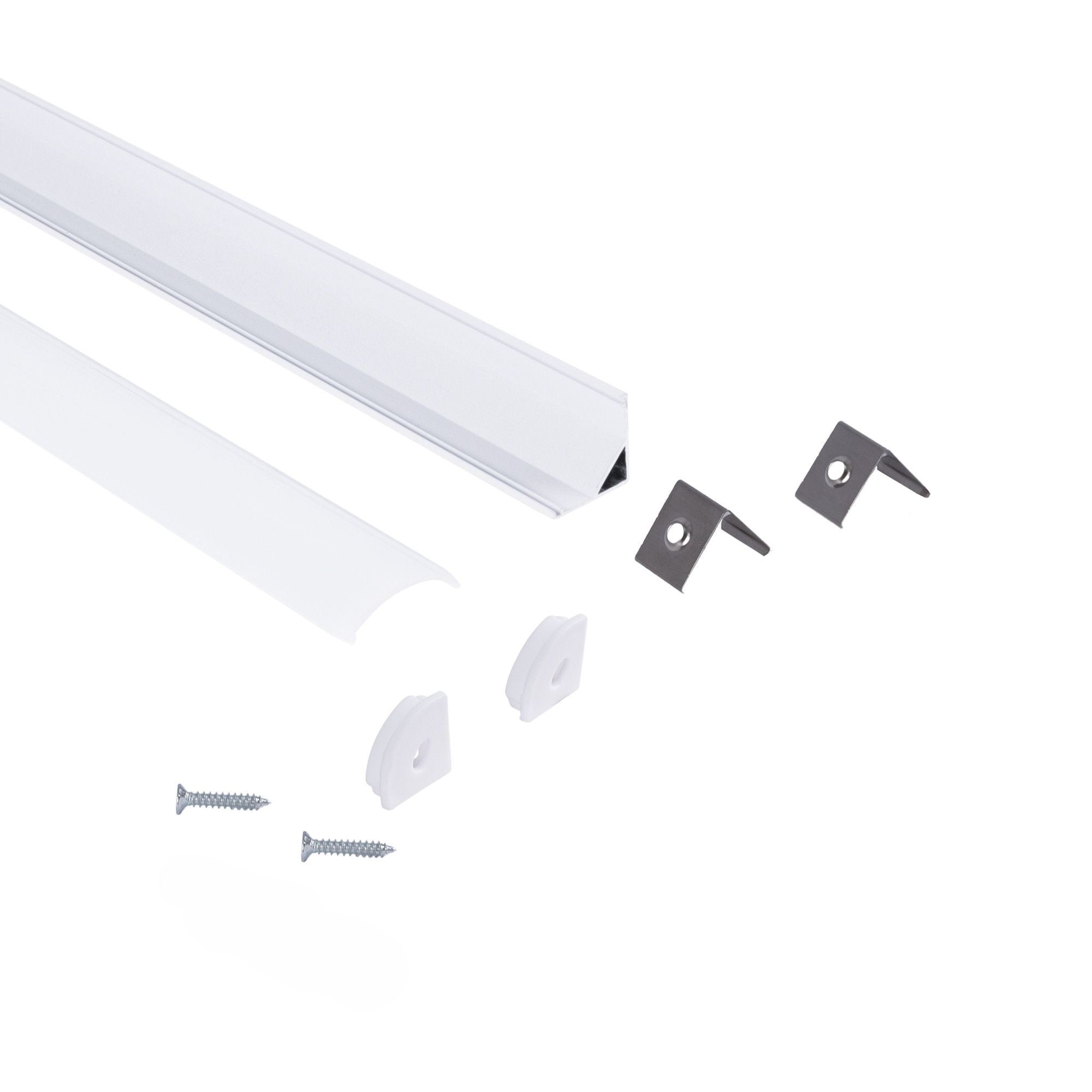 Perfil tira LED de superficie para esquinas - Con difusor - Kit completo - 15,8x15,8mm - Tira LED ≤10 mm - 1 metro (39)