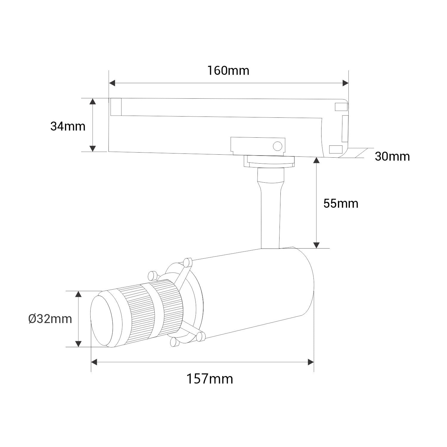 Proyector shapeable para carril monofásico - 10W - 20º-35 (25)