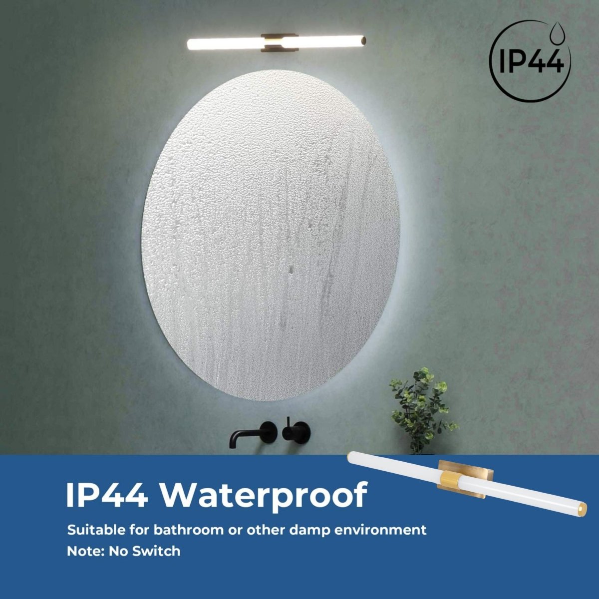 Aplique LED tubular para baño - 8W - IP44 - 60cm - Barcelona Led-