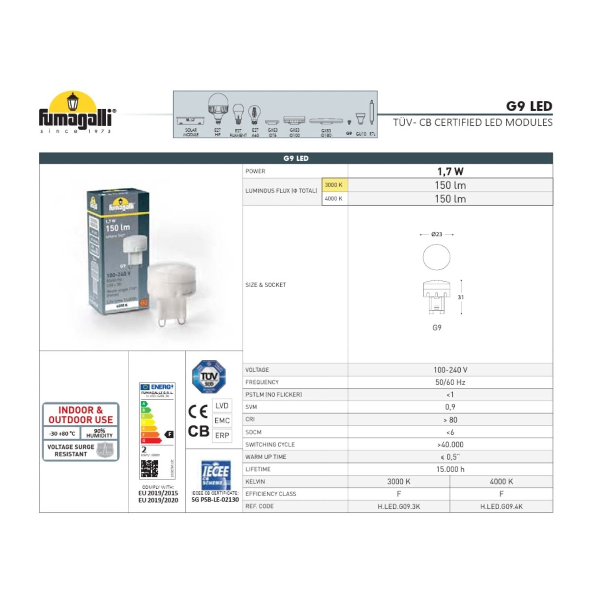 Bolardo para caminos LED STEVEN Fumagalli G9 IP67 - Barcelona Led-