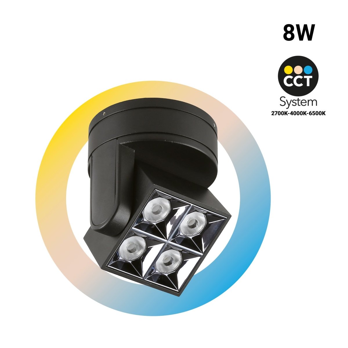 Aplique techo LED cuadrado orientable 8W - CCT - UGR18 - Chip OSRAM - Driver KGP - Barcelona Led-Decoración