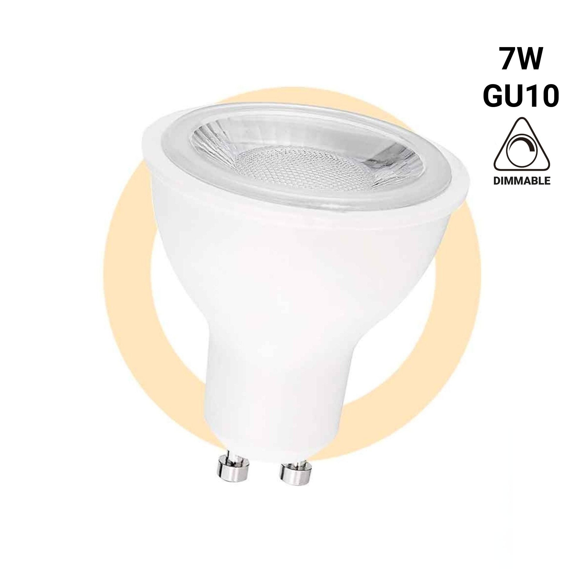 Bombilla LED GU10 - 7W - Regulable - Ø50mm - Óptica a 45º