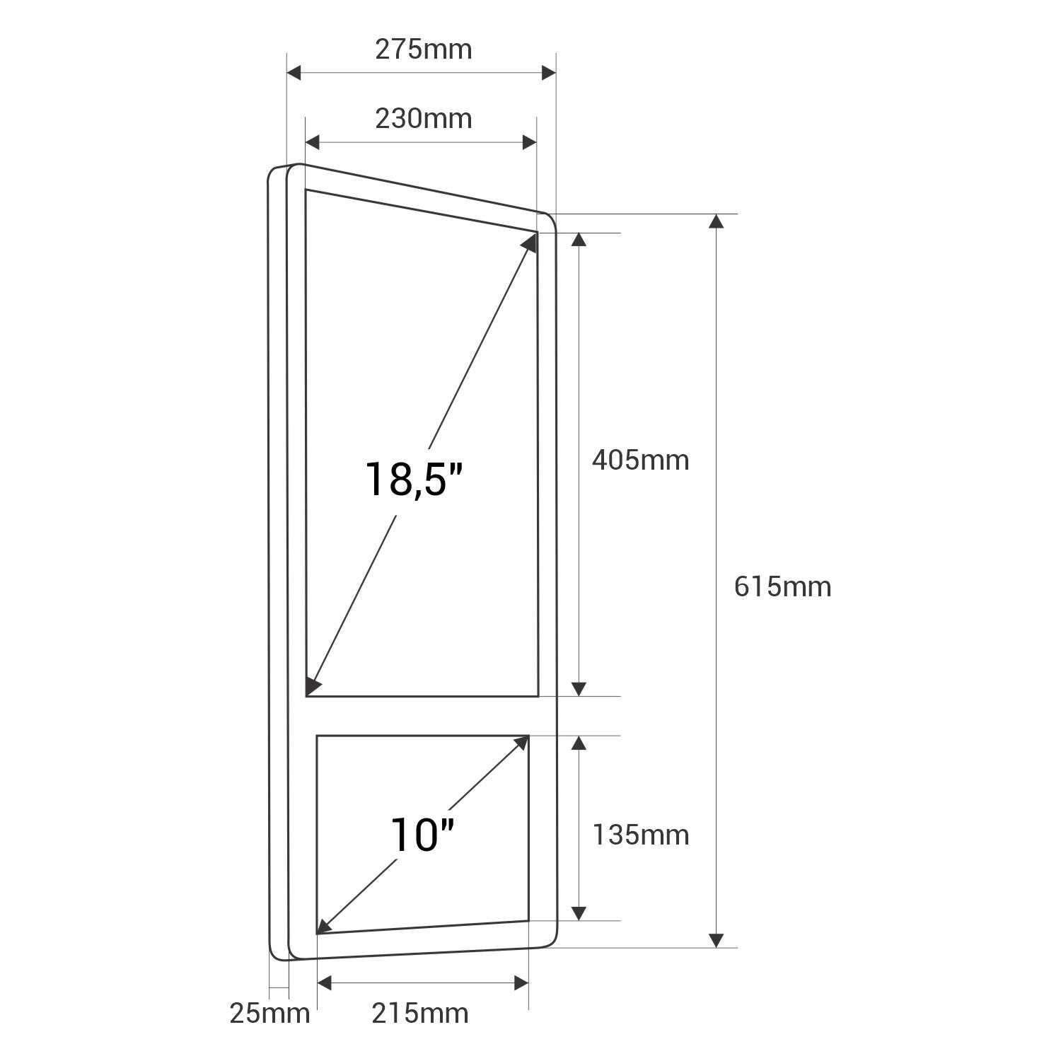 Display publicitario para pared Doble pantalla LCD Full HD de 18,5" + 10.1" Android (9)