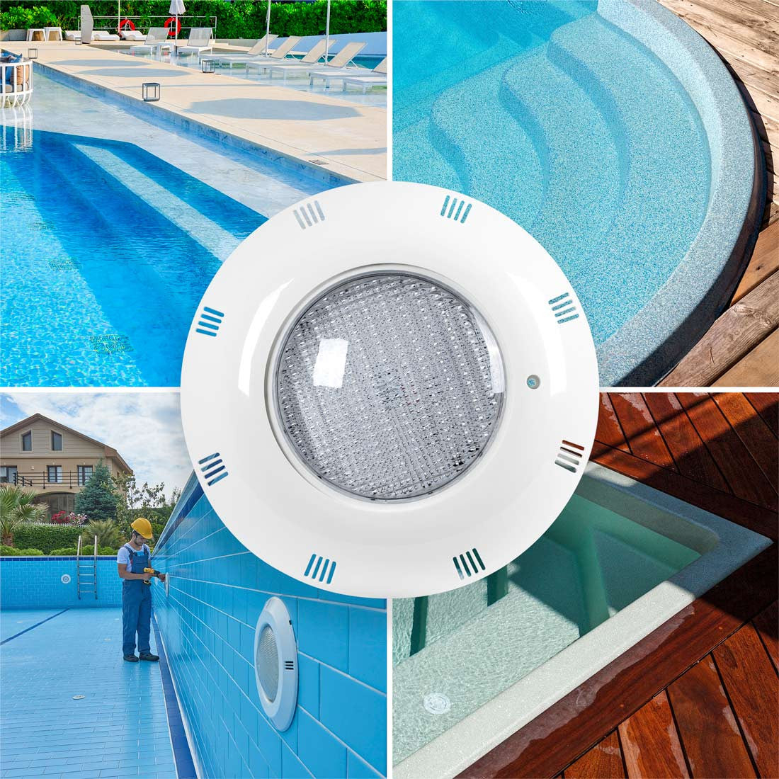 Foco LED sumergible para piscina - 12V AC - 24W - IP68 - Ø295mm (16)