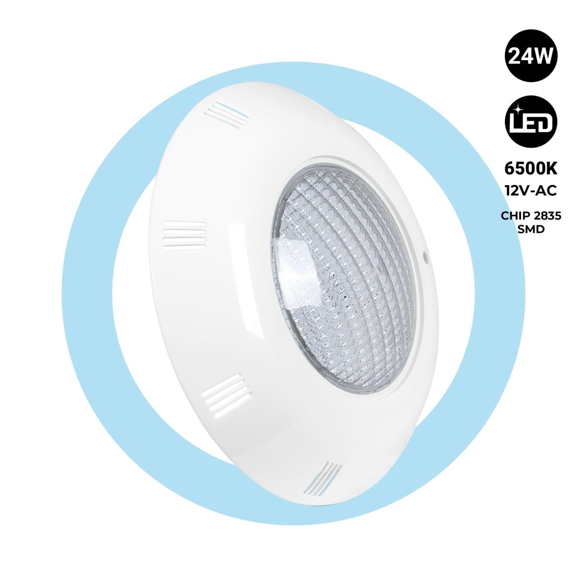 Foco LED sumergible para piscina - 12V AC - 24W - IP68 - Ø295mm - Barcelona Led-