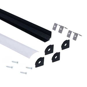 Perfil de aluminio de superficie para esquinas - Con difusor - Kit completo - 20x20mm - Tira LED hasta 10mm - 2 metros (50)