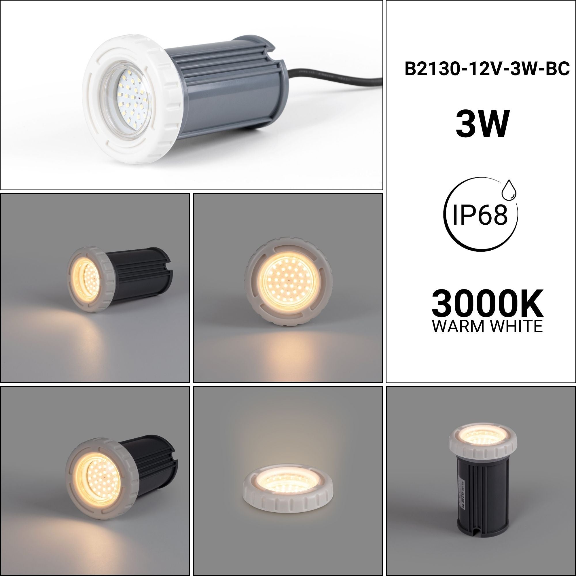 Foco LED sumergible para piscina - 12V AC - 3W - IP68 - Ø94mm (41)