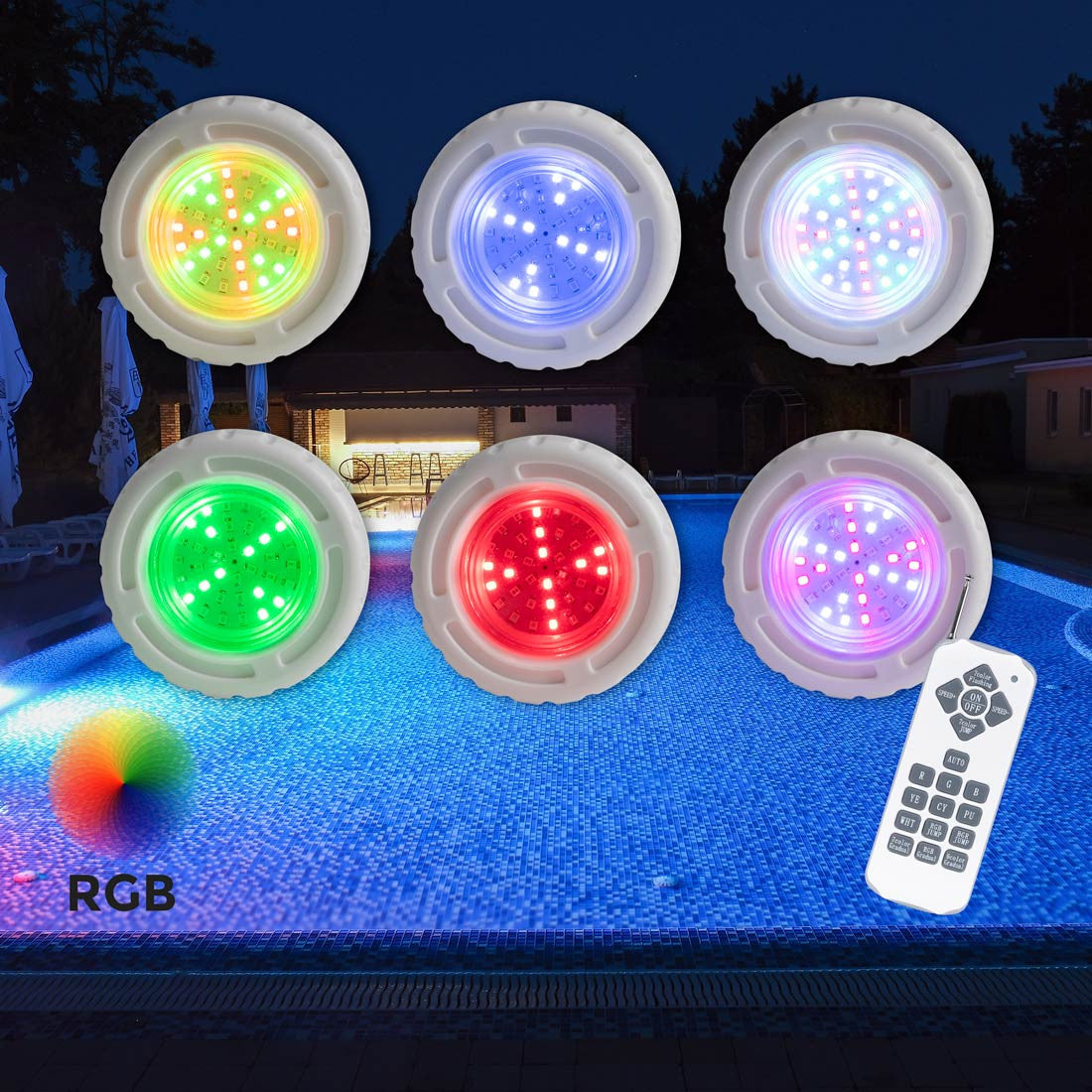 Foco LED sumergible para piscina - 12V AC - 3W - IP68 - Ø94mm (46)