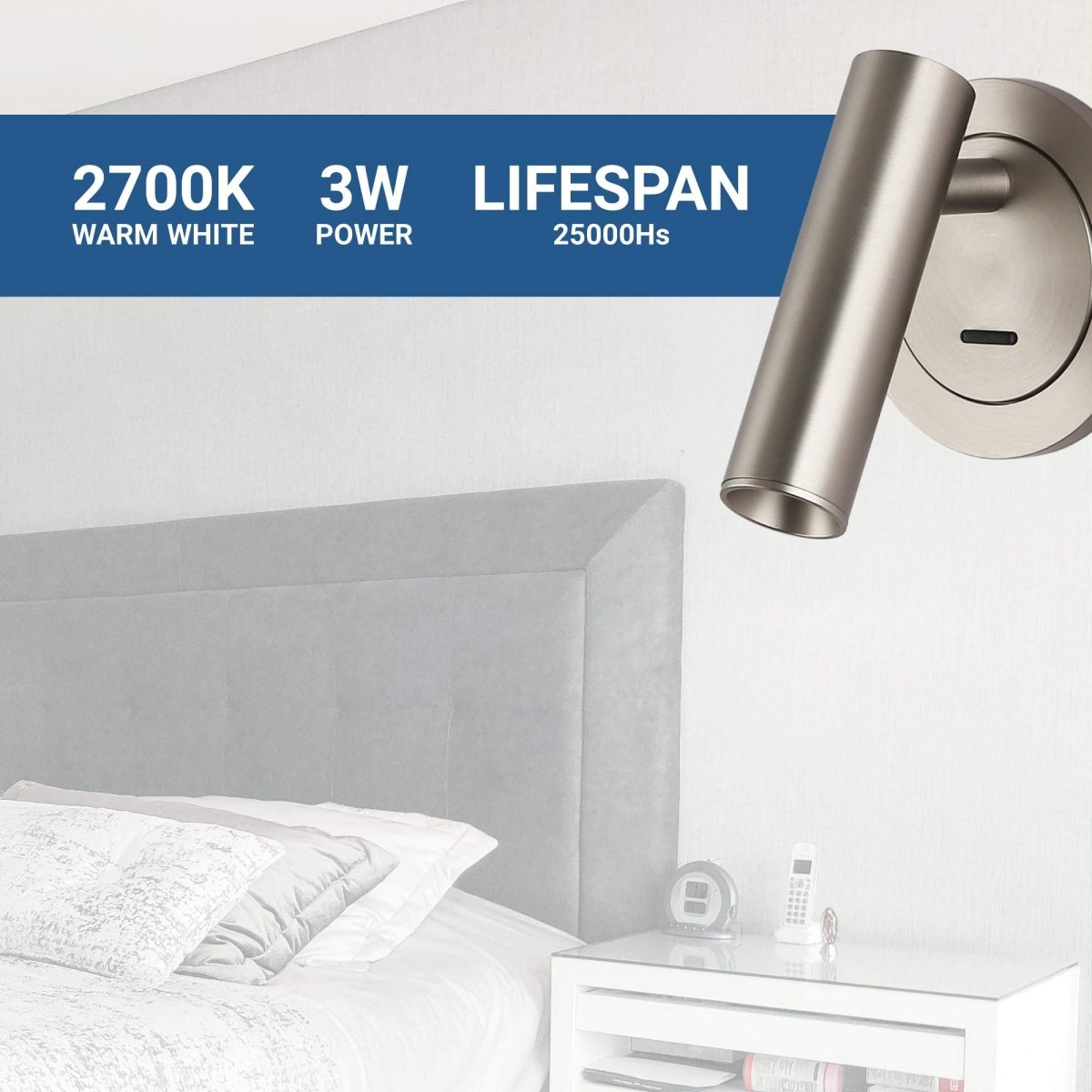 Aplique empotrable para lectura "MILSA" - 3W - 2700K - CRI 85 - Barcelona Led-Decoración