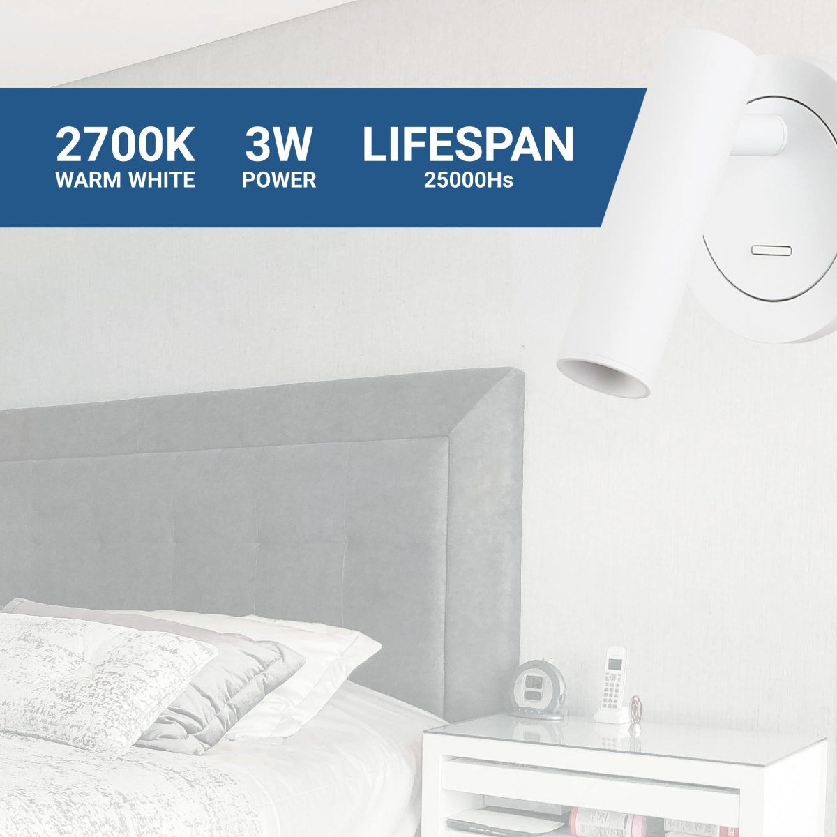 Aplique empotrable para lectura "MILSA" - 3W - 2700K - CRI 85 - Barcelona Led-Decoración