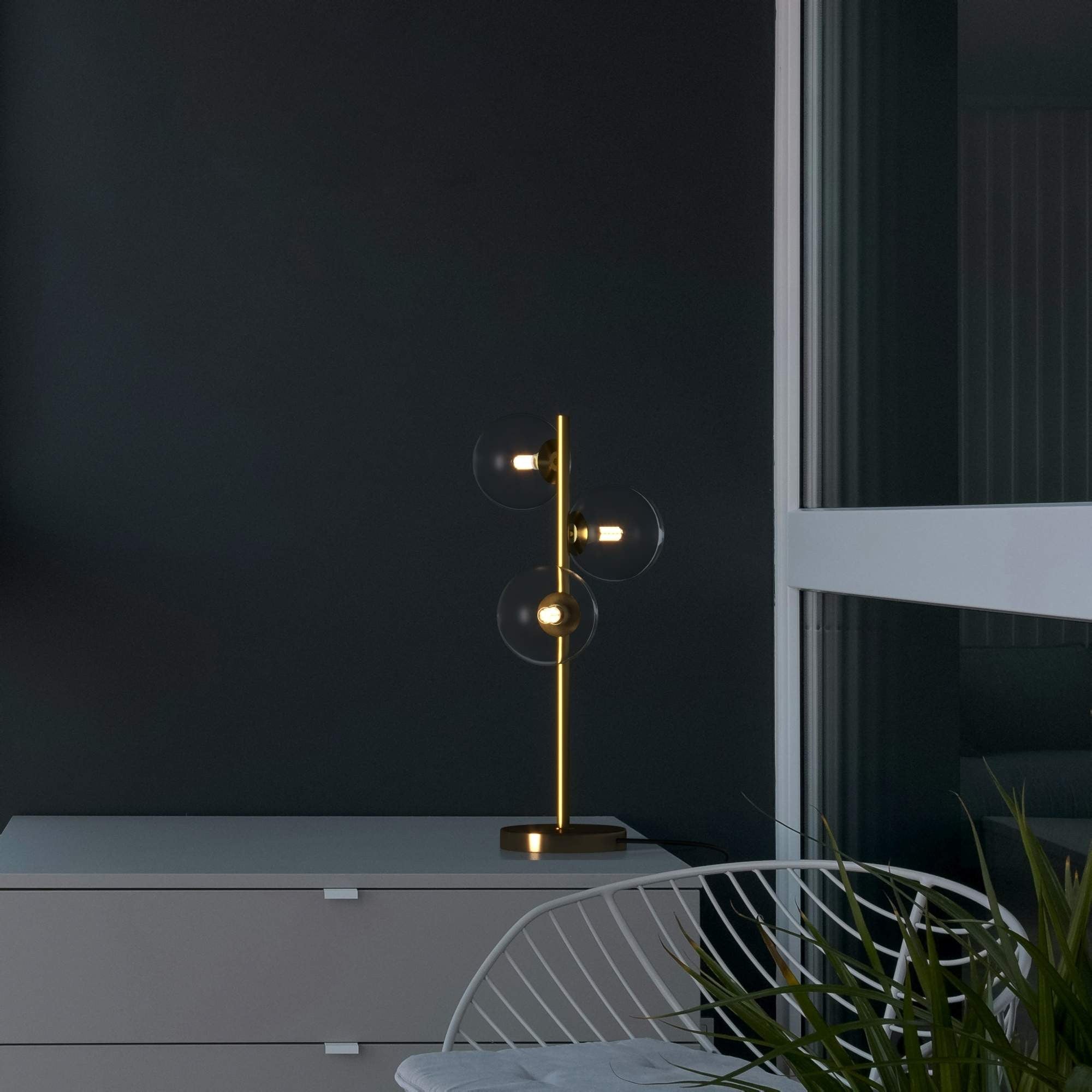 Lámpara de mesa con esferas de cristal "COMI" - 3 x G9 (9)