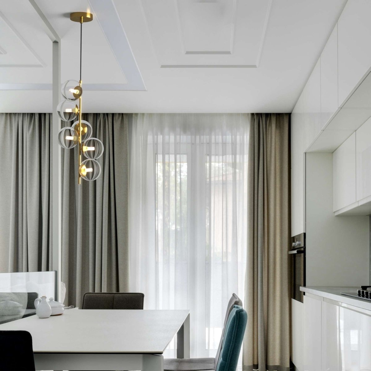 Lámpara colgante con esferas de cristal "ROMEE" - 6 x G9 - Barcelona Led-Decoración