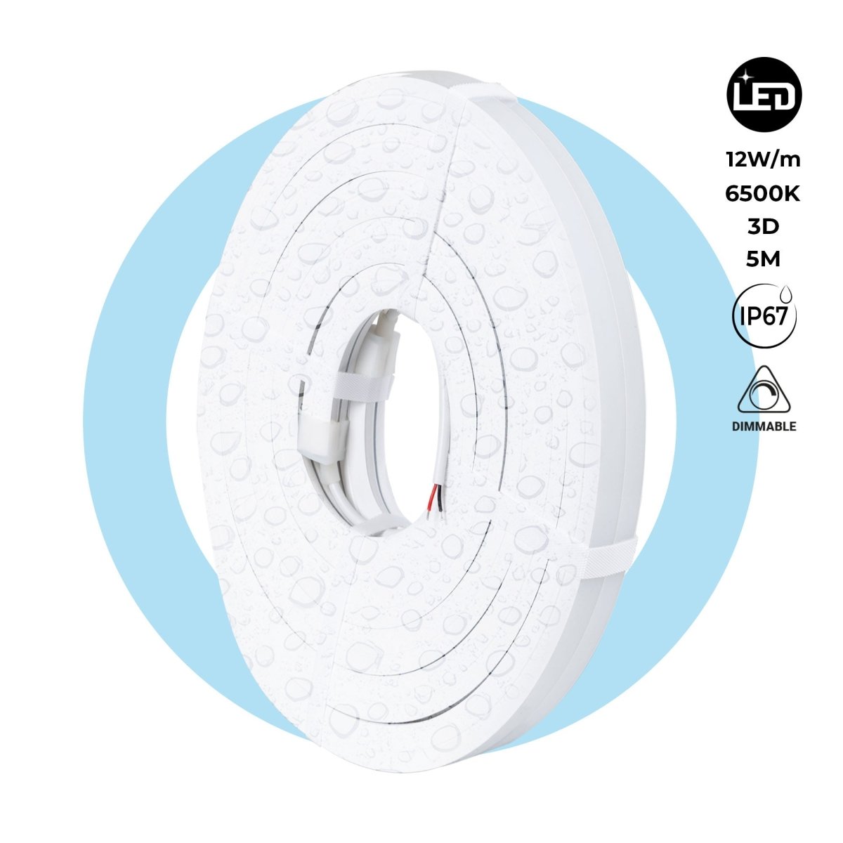 Neón LED flexible 3D  24V DC - 16x16mm - 5 metros - Kit completo - 12W/m - IP67 - Curvatura vertical y horizontal - Barcelona Led-