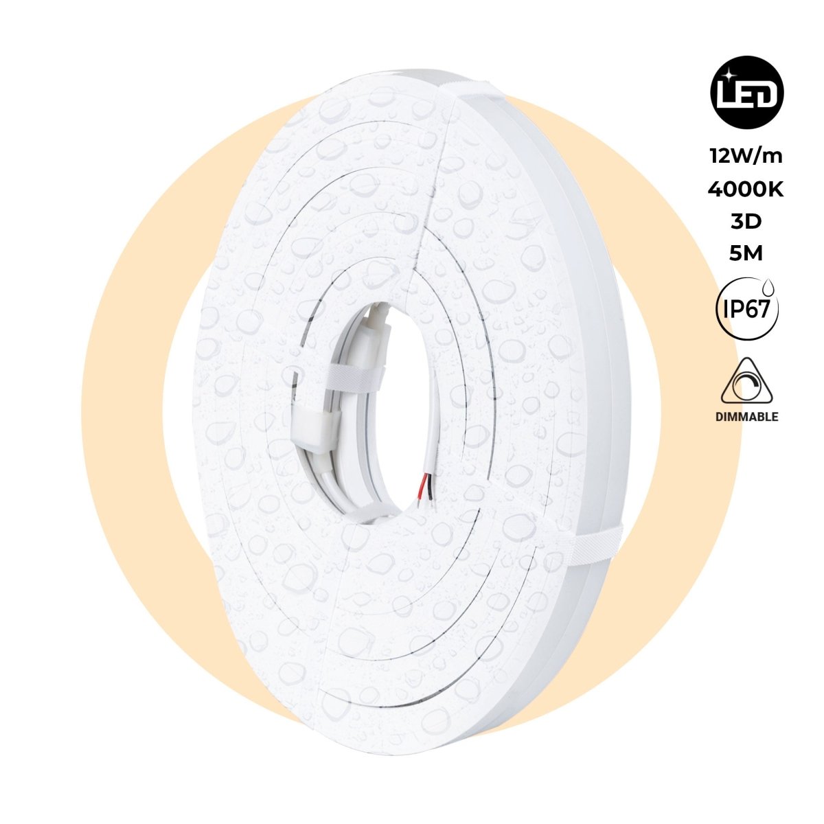 Neón LED flexible 3D  24V DC - 16x16mm - 5 metros - Kit completo - 12W/m - IP67 - Curvatura vertical y horizontal - Barcelona Led-