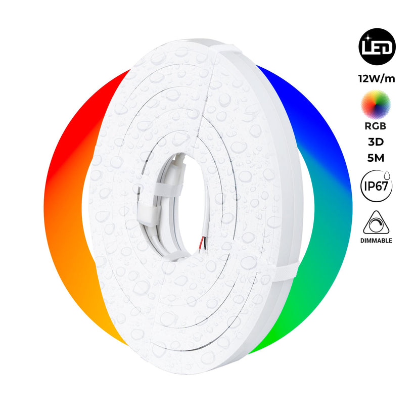 Flexible RGB 3D LED Neon - 16x16mm - 5m - Complete Kit - 12W/m - IP67 ...