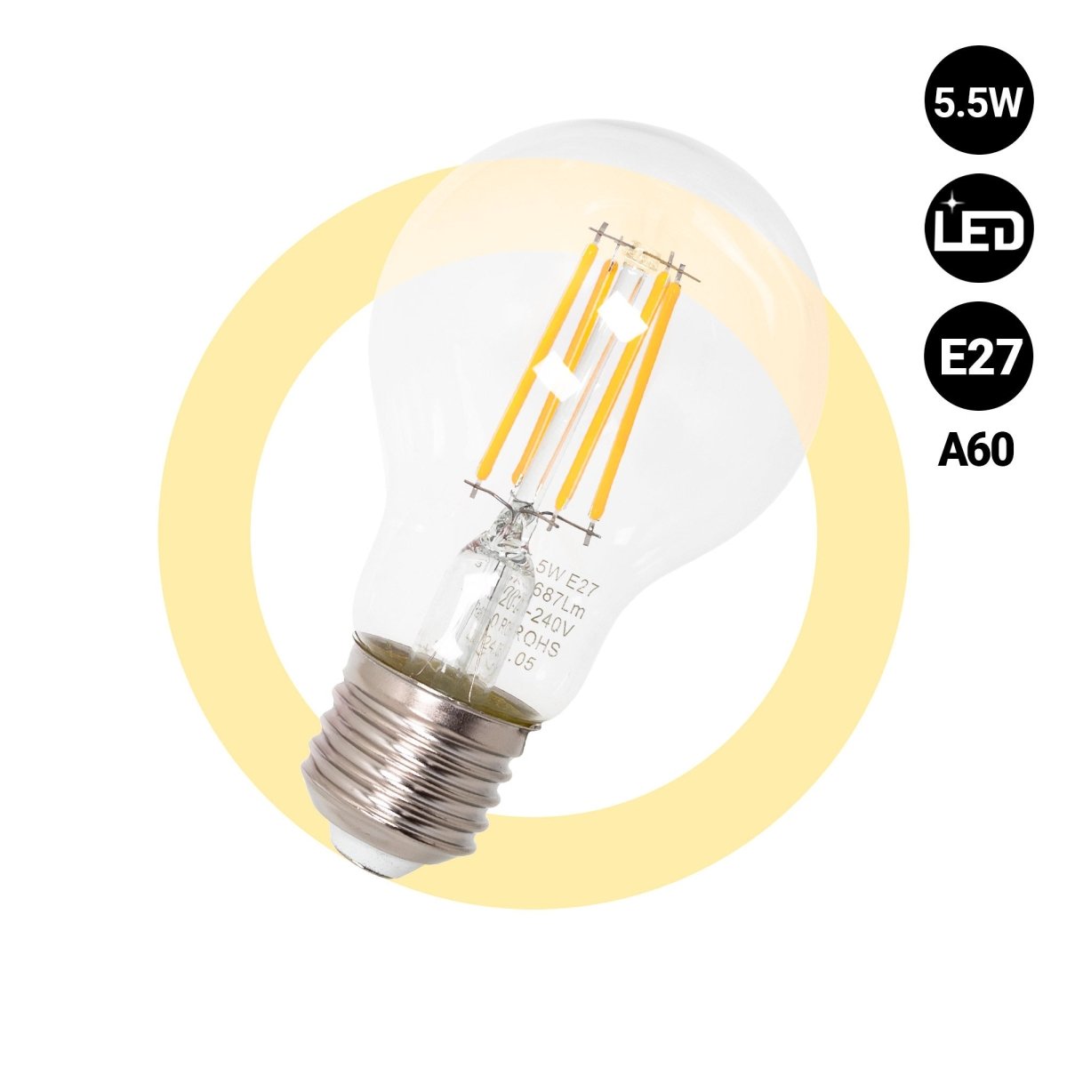 Bombilla LED filamento E27 A60 - 5,5W - Barcelona Led-