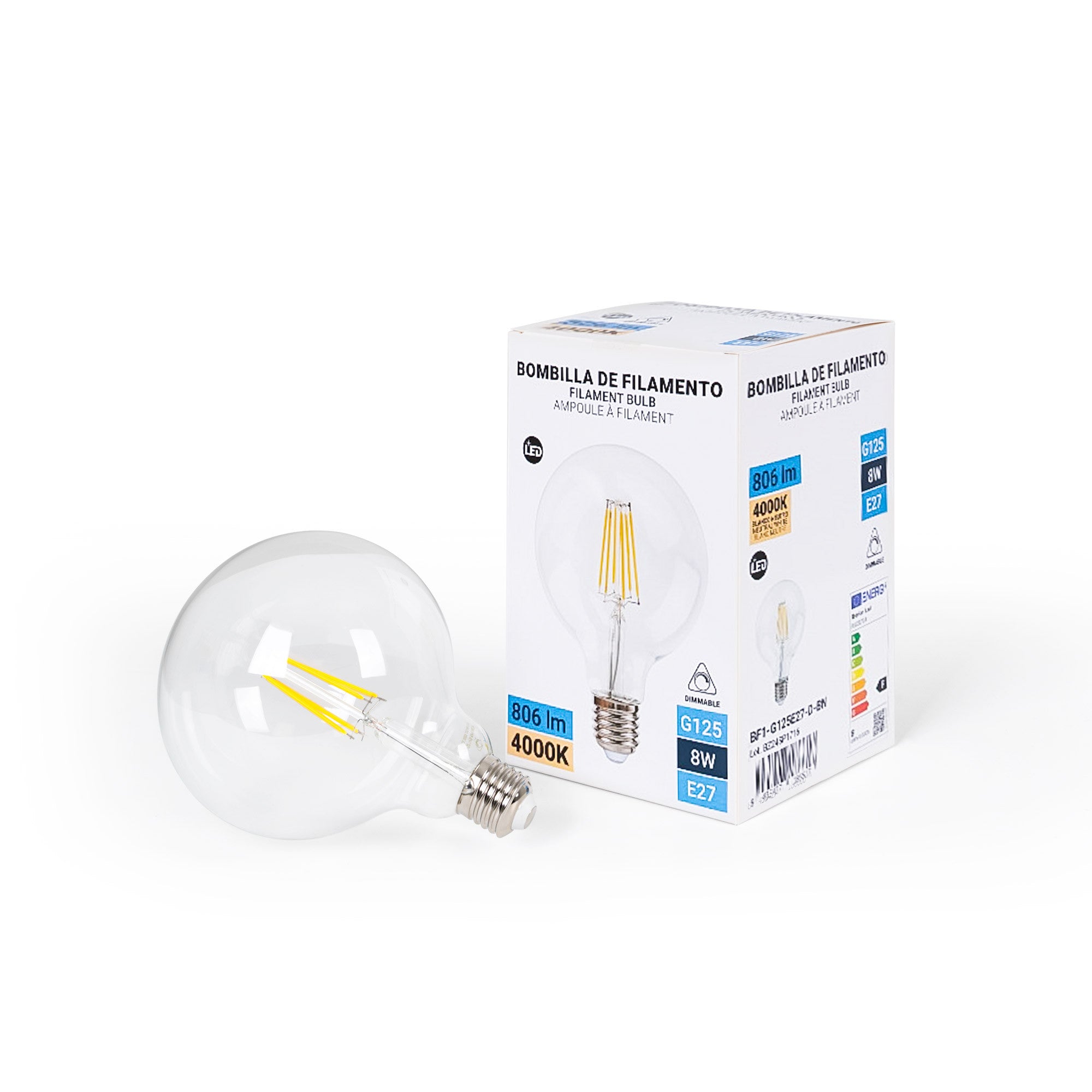 Bombilla LED globo filamento - E27 G125 - 8W - Regulable (3)