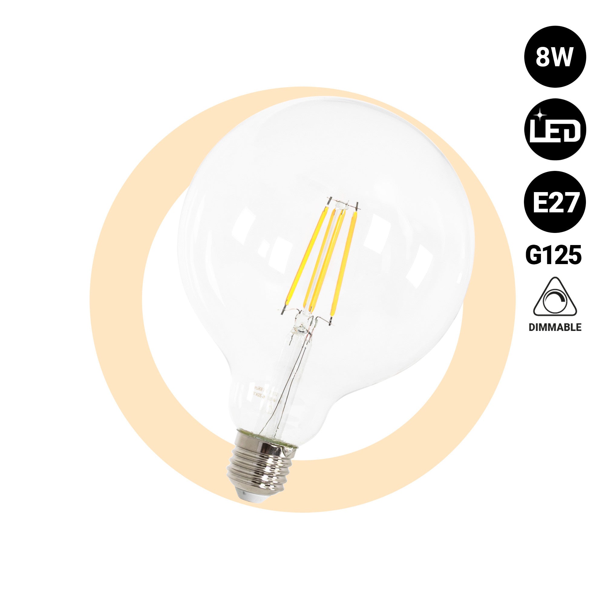 Bombilla LED globo filamento - E27 G125 - 8W - Regulable (4)