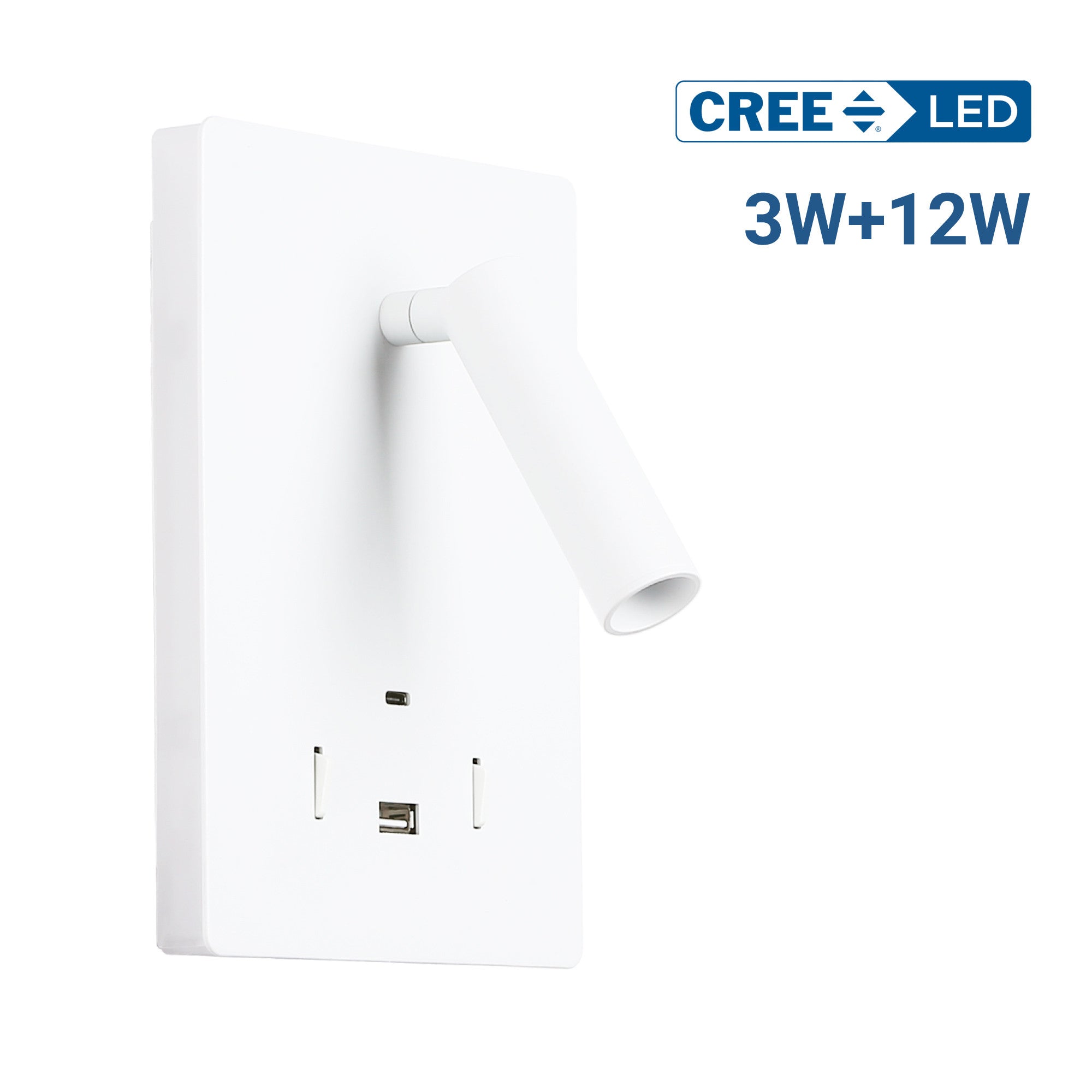 Aplique de pared "CLAUDI" - 3W + 12W - 2700K - USB+USB-C