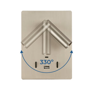 Aplique de pared "CLAUDI" - 3W + 12W - 2700K - USB+USB-C (49)