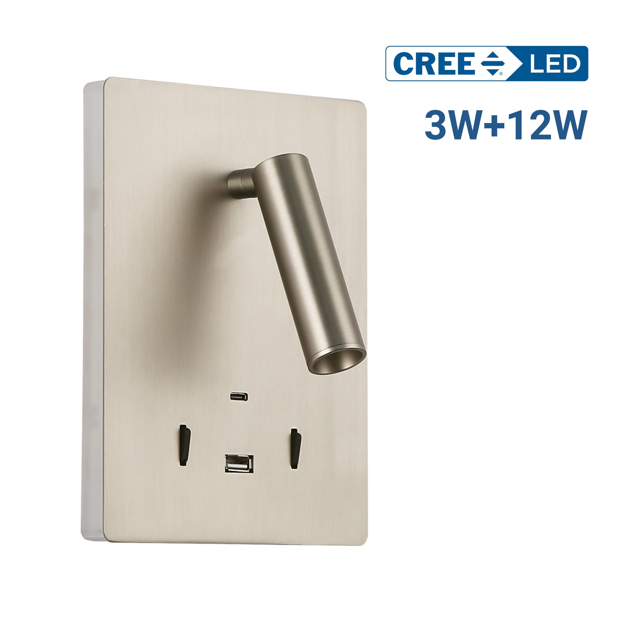 Aplique de pared "CLAUDI" - 3W + 12W - 2700K - USB+USB-C (51)