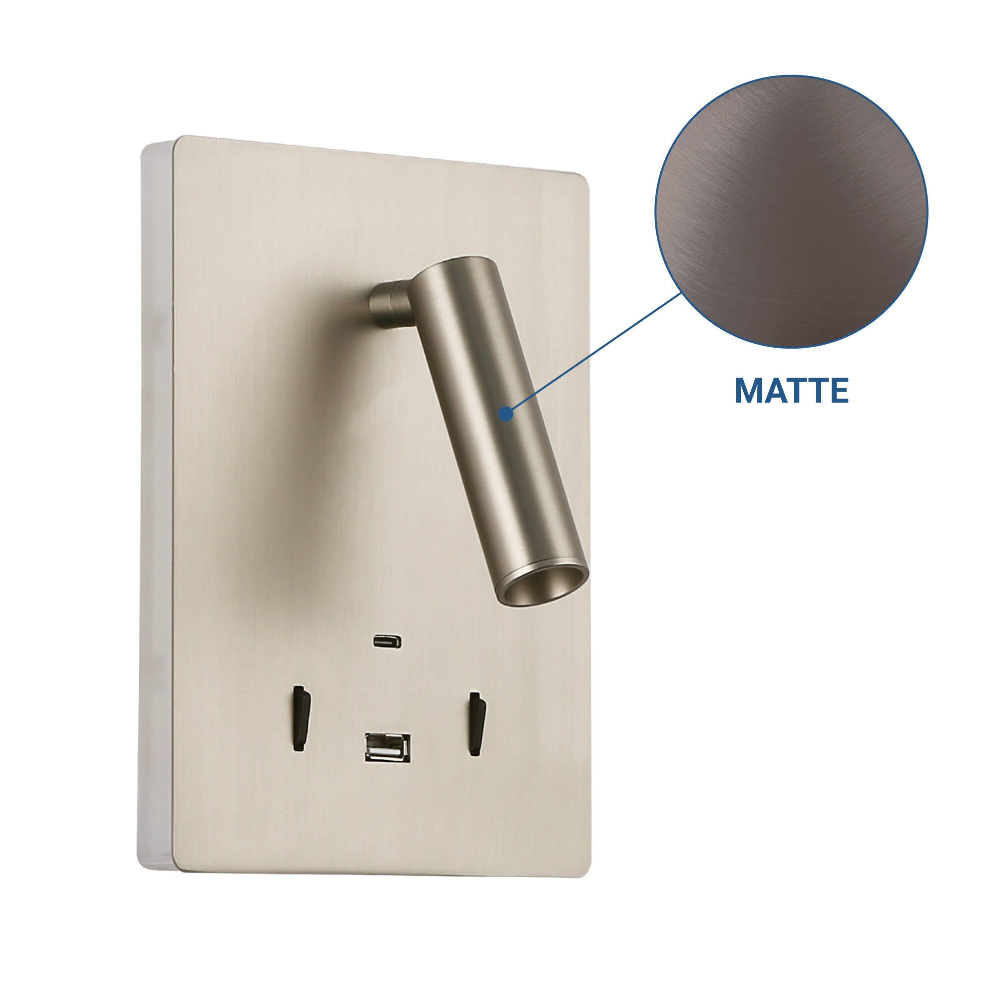 Aplique de pared "CLAUDI" - 3W + 12W - 2700K - USB+USB-C (55)