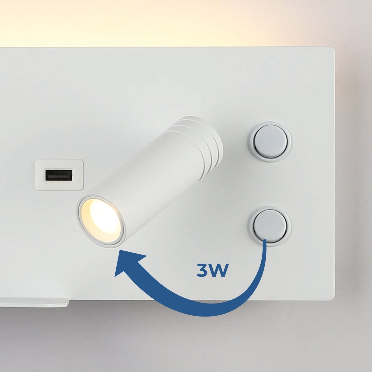 Aplique de pared para lectura con puerto USB "Kerta" - Iluminación doble - 3W+7W - Barcelona Led-Decoración