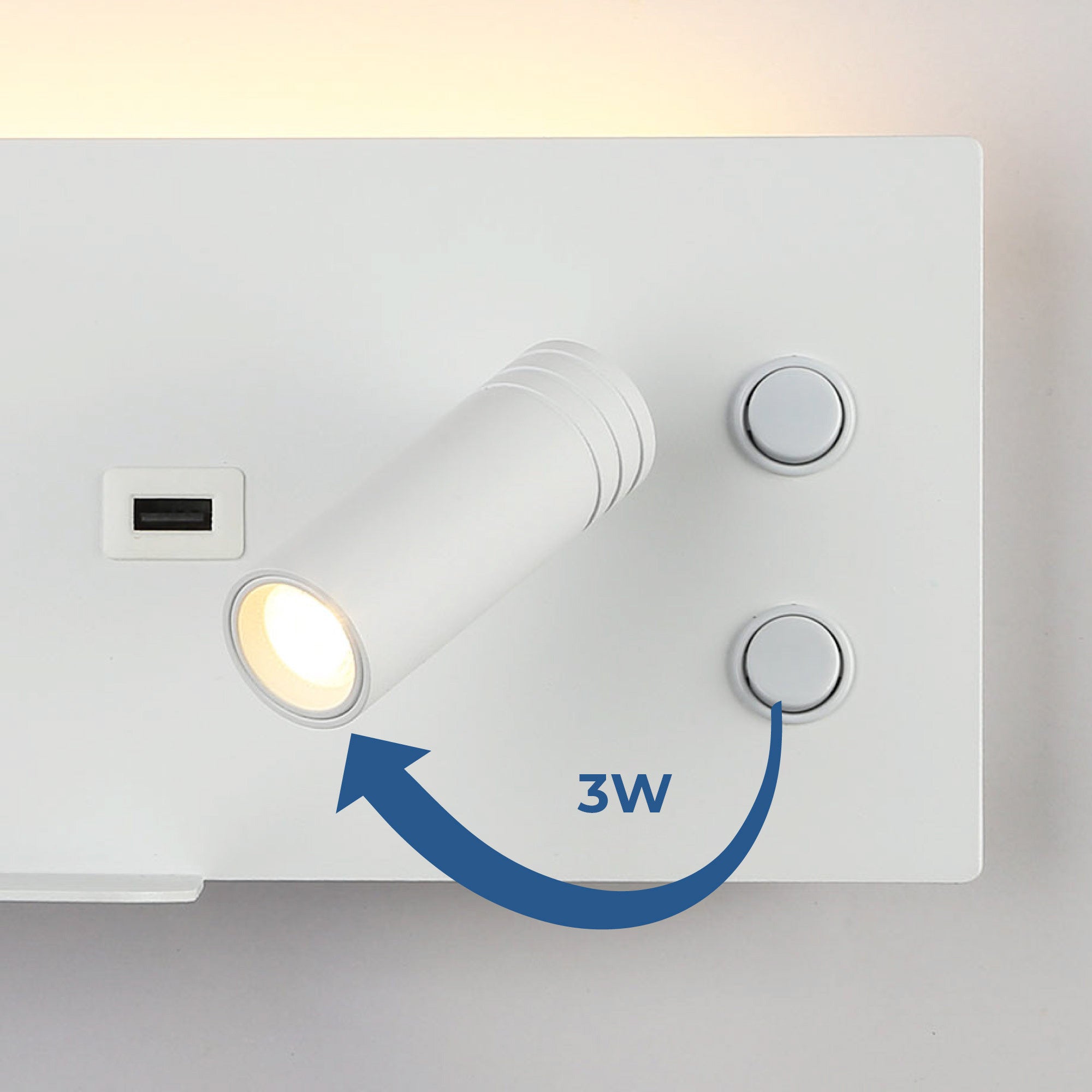 Aplique de pared para lectura con puerto USB "Kerta" - Iluminación doble - 3W+7W (40)