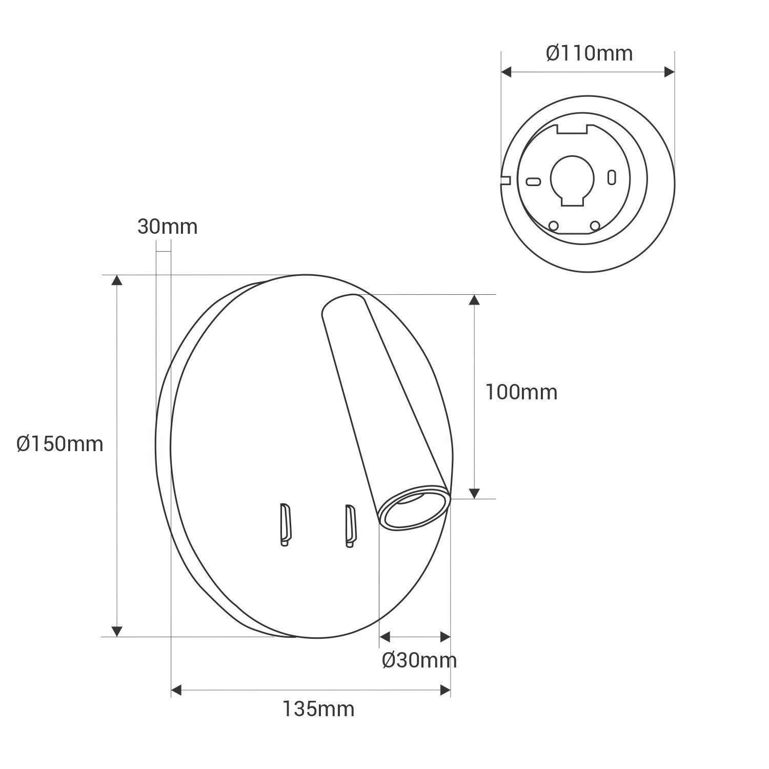 Aplique de pared "FELAM" - 3W + 6W - 2700K - CRI 85 (81)