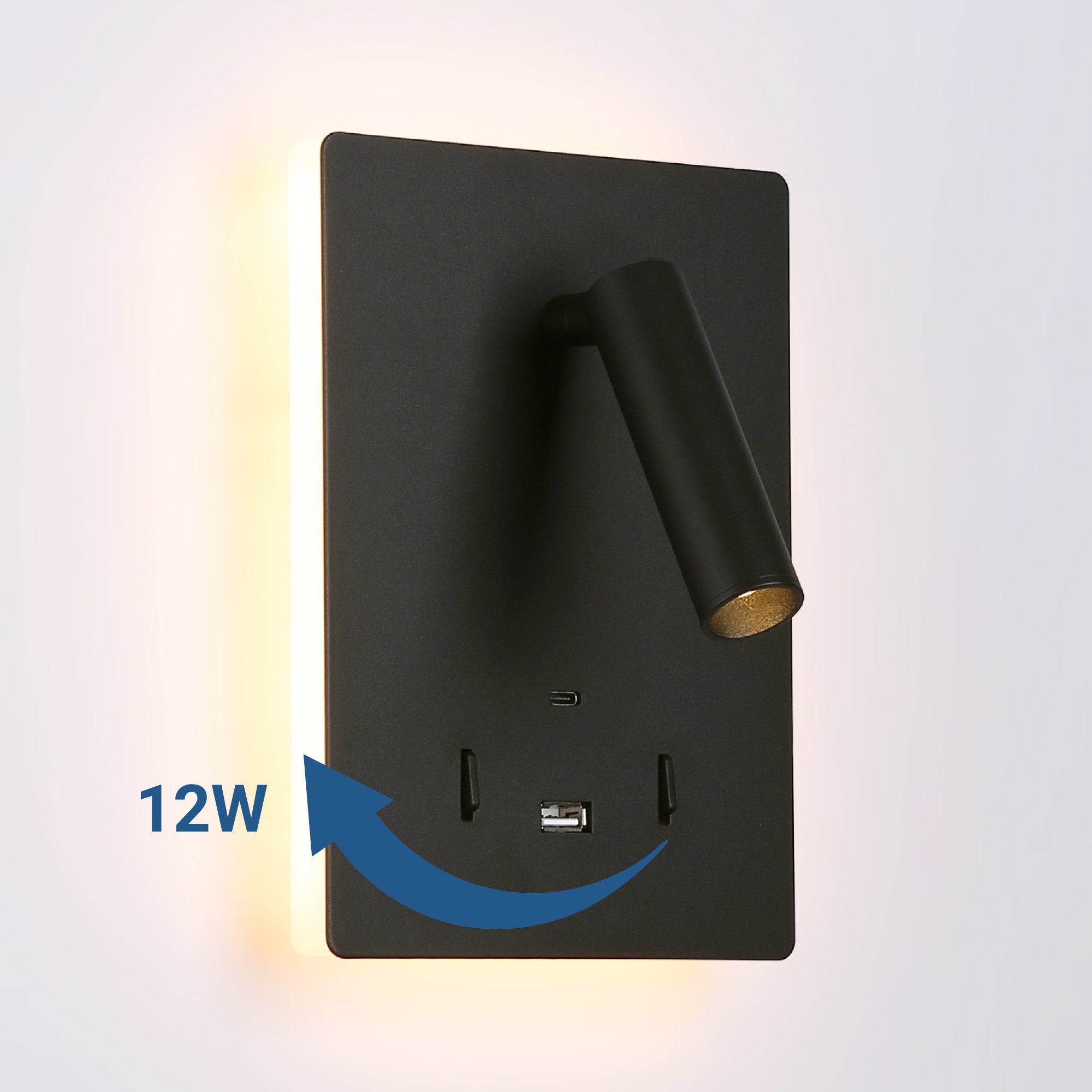 Aplique de pared "CLAUDI" - 3W + 12W - 2700K - USB+USB-C (85)
