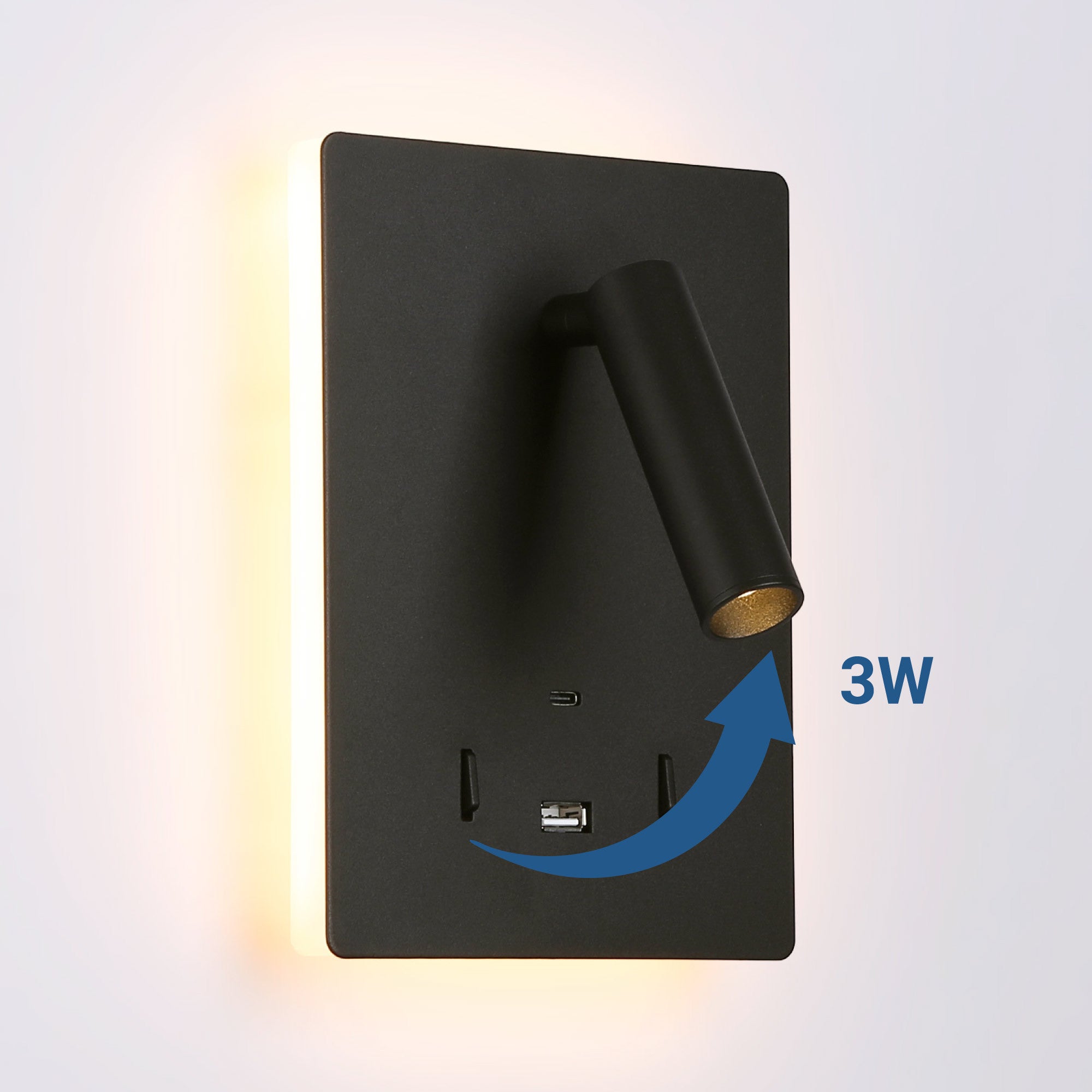 Aplique de pared "CLAUDI" - 3W + 12W - 2700K - USB+USB-C (86)
