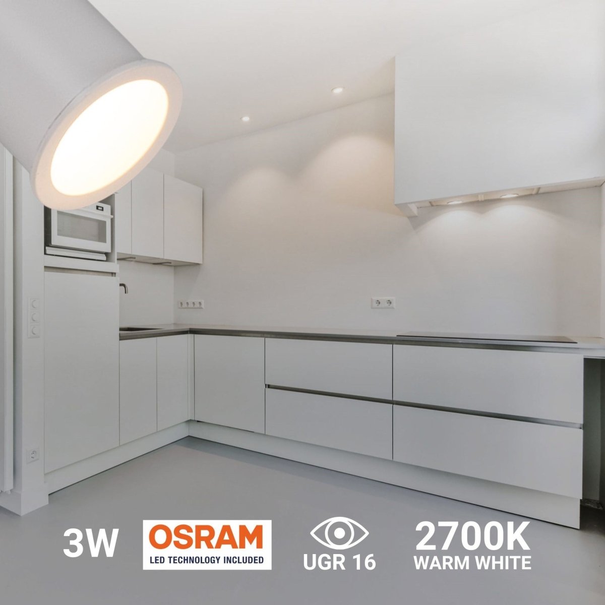 Downlight LED Mini 3W - Chip OSRAM - Bajo UGR - Ø 22mm - Barcelona Led-