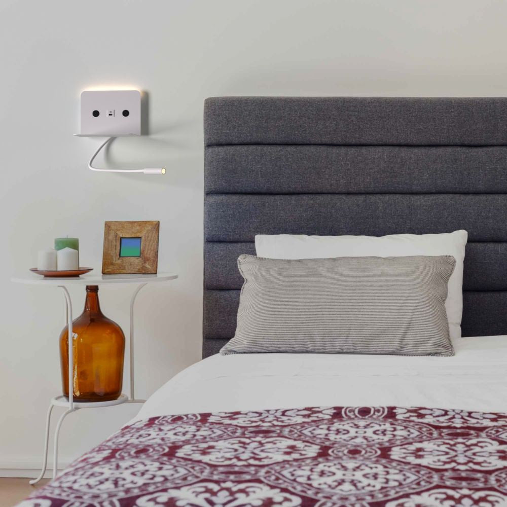 Aplique de pared para lectura "SLANGE 2" - 3W + 6W - Puerto USB + USB-C (1)