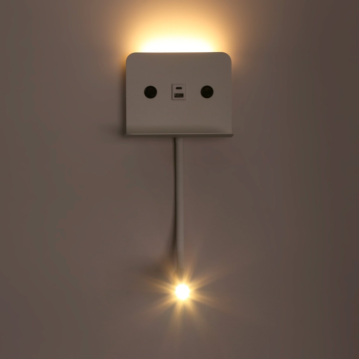Aplique de pared para lectura "SLANGE 2" - 3W + 6W - Puerto USB + USB-C (10)