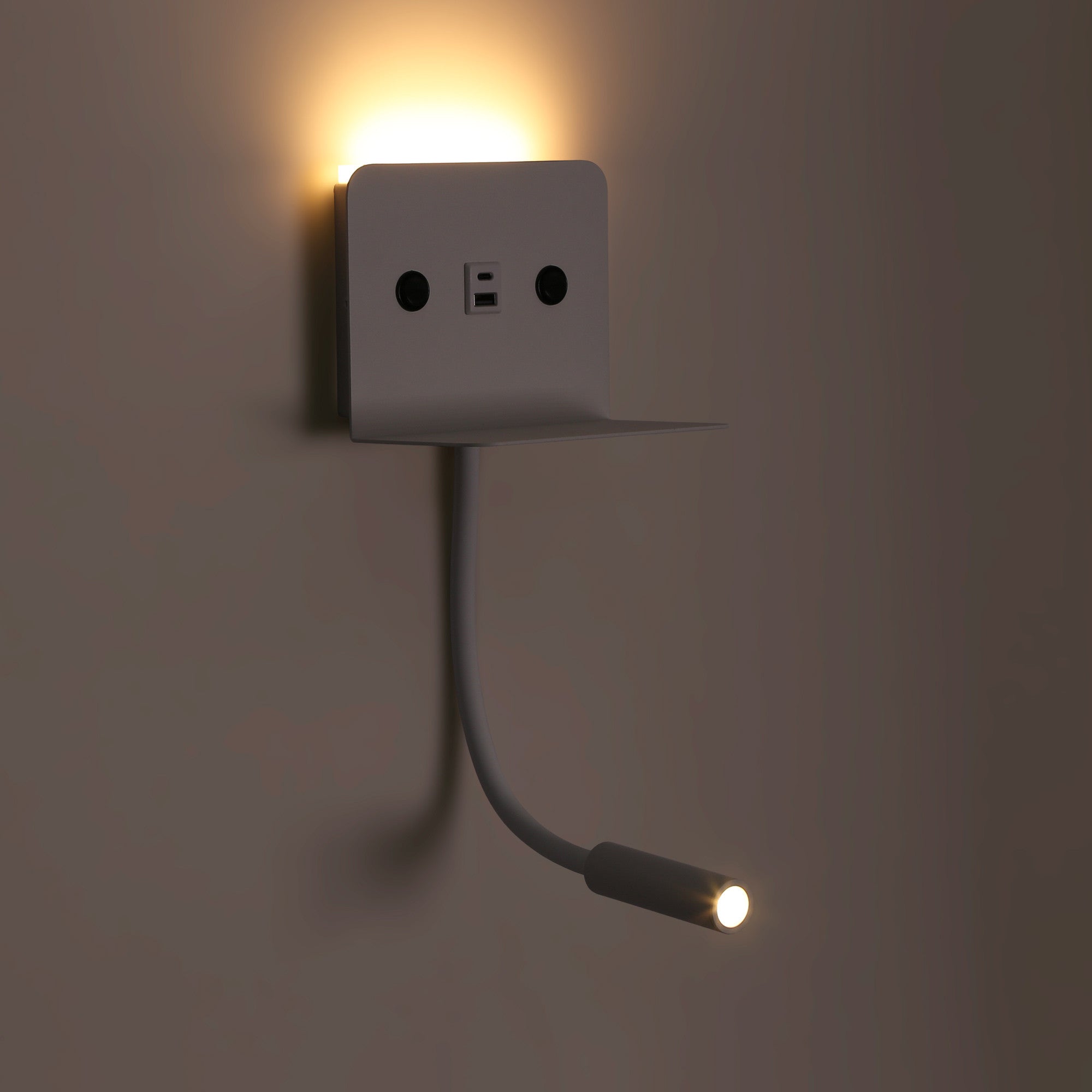 Aplique de pared para lectura "SLANGE 2" - 3W + 6W - Puerto USB + USB-C (13)