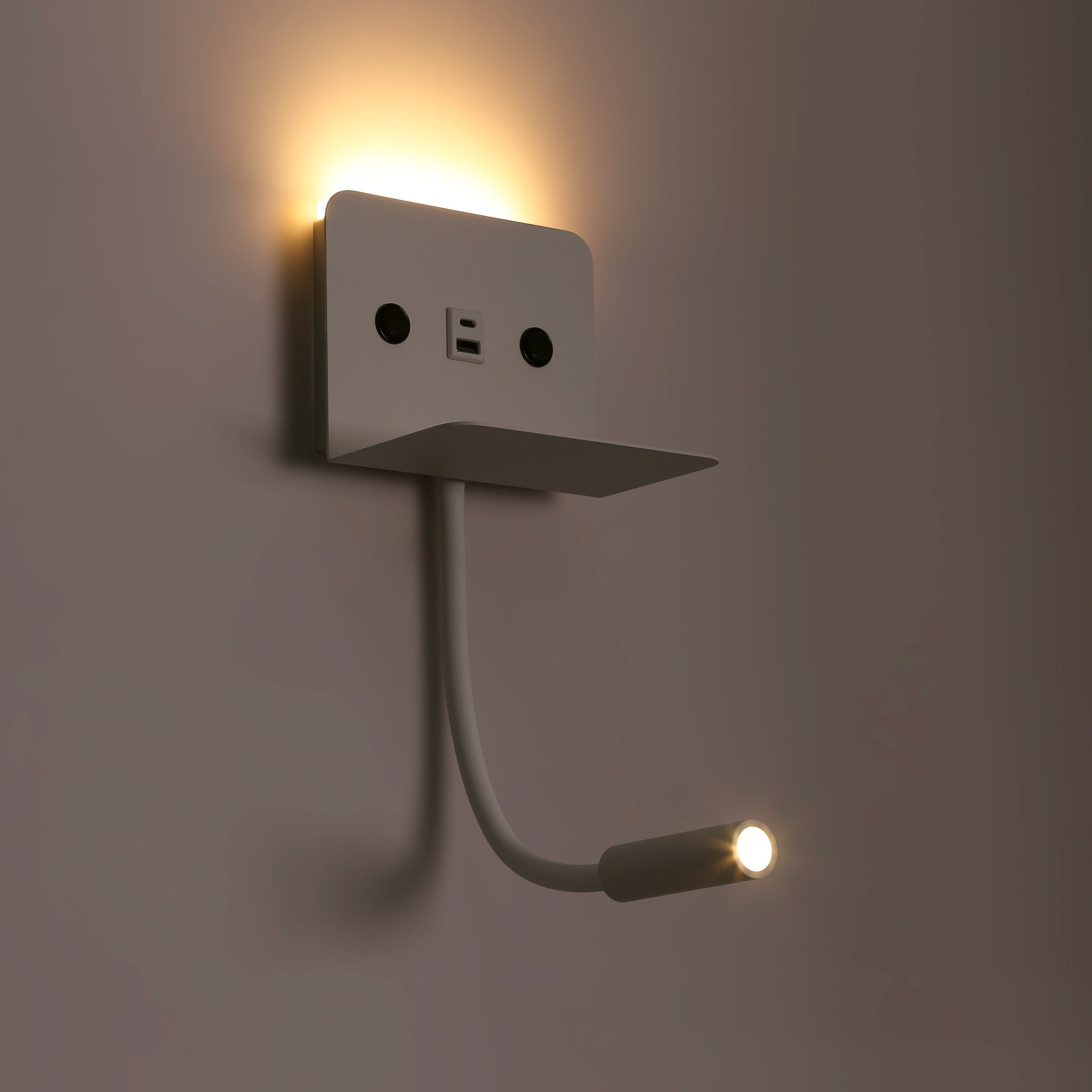 Aplique de pared para lectura "SLANGE 2" - 3W + 6W - Puerto USB + USB-C (15)