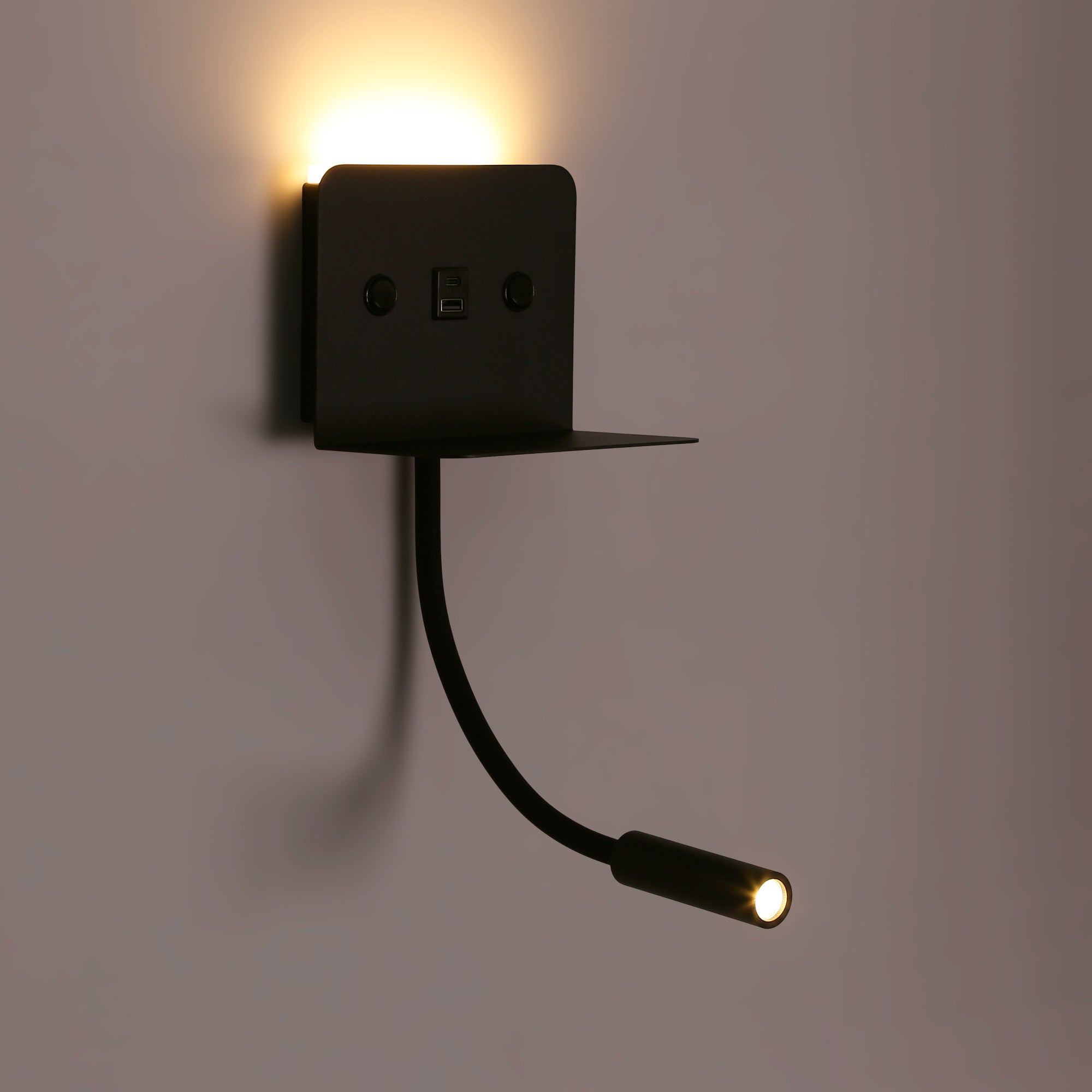 Aplique de pared para lectura "SLANGE 2" - 3W + 6W - Puerto USB + USB-C (30)